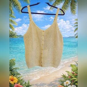 Cream Knit Button-Front Tank Top - Elie Tahara NWT in sizes M And XL